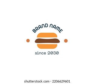 Hamburger Logo Design minimal flat line icon meal cheeseburger burger bread brand food red fast food symbol grill cooking restaurant dinner chef emblem eat menu tasty snack 