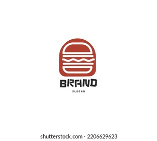 Hamburger Logo Design minimal flat line icon meal cheeseburger burger bread brand food red fast food symbol grill cooking restaurant dinner chef emblem eat menu tasty snack 