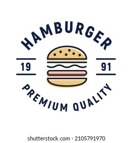 Hamburger Logo, Ikone.  Hamburger-Ikone für verbundene Steakhäuser und Restaurants. Vektorgrafik