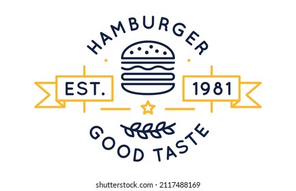 Hamburger Logo, Ikone. Hamburger-Ikone für verbundene Steakhäuser und Restaurants. Vektorgrafik	