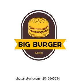 Plantilla con logotipo Hamburger con fondo blanco. ilustración vectorial en 
Estilo vintage y retro