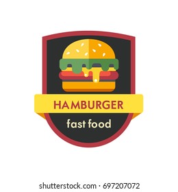 Hamburger logo. Vector illustration, icon. Fast food.