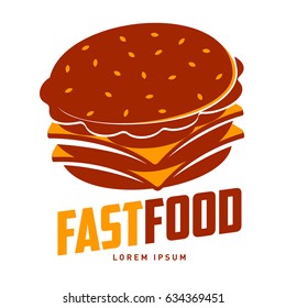 Hamburger logo vector illustration. Vintage style badges and labels design concept for american fast food. Two colors logo templates for your design. Isolated on a white background