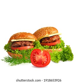 Hamburger low poly. Fresh, nutritious, tasty burger. Cheeseburger. Vector illustration. Fast food in triangulation technique. 
