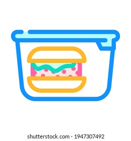 hamburger lunchbox color icon vector. hamburger lunchbox sign. isolated symbol illustration