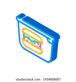hamburger lunchbox isometric icon vector. hamburger lunchbox sign. isolated symbol illustration