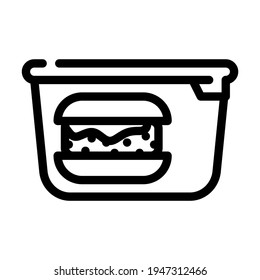 hamburger lunchbox line icon vector. hamburger lunchbox sign. isolated contour symbol black illustration