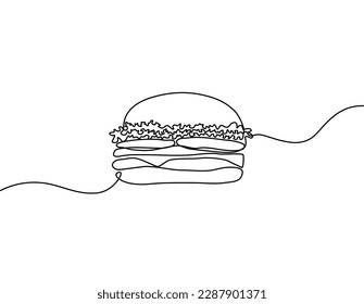 Hamburger made of one continuous line Vector illustration