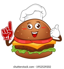 caricatura de mascota hamburguesa en vector