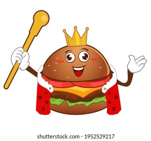 hamburger mascot cartoon in vector