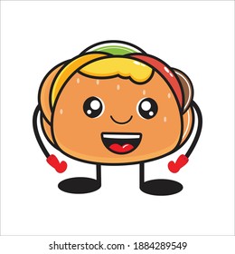 the hamburger mascot is laughing on white background
