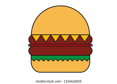 Hamburger with meat and cheese.