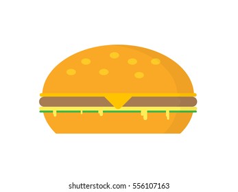 Hamburger with meat, cheese, mayonnaise and salad 