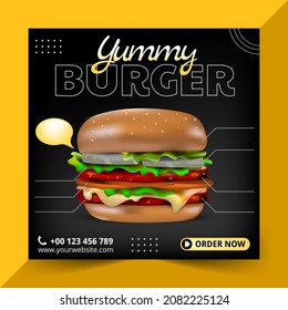 hamburger media post flyer design template 