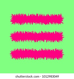 Hamburger menu bar line art icon. Vector. Magenta rough icon on greenish background. Isolated.