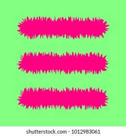 Hamburger menu bar line art icon. Vector. Magenta rough icon on greenish background. Isolated.
