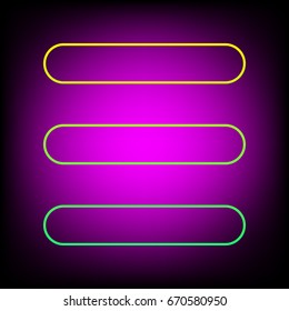 Hamburger menu bar line art icon. Vector. Yellow-green gradient linear icon on magenta light as background