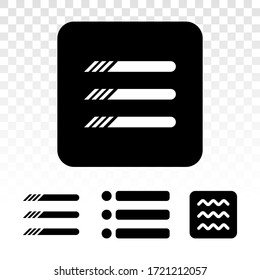 Hamburger menu button flat icon on a transparent background