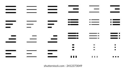 Hamburger menu button vector set. mobile app ui drop down navigation menu icon set. home page sidebar menu sign.