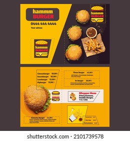 Hamburger Menu Design And Illustration Work. Fast Food Banner And Flyer. Hamburger Restaurant Menu. Vector Eat Flyer For Fast Food Restuarant And Menu.
