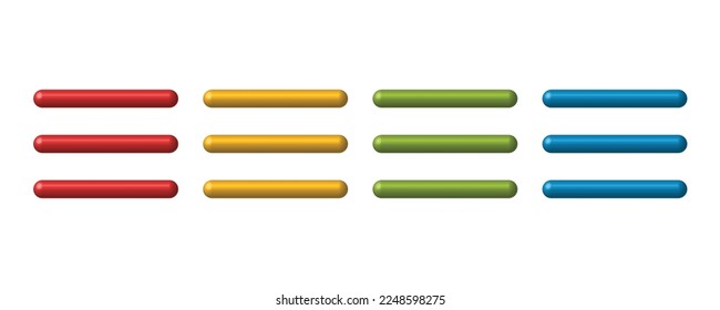 Hamburger menu filled icon in multiple colors, basic app and web ui bold line icon set, EPS10