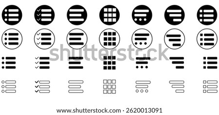 Hamburger Menu and Grid UI Icons, Minimal Interface Navigation Set