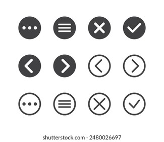 Hamburger menu icon, buttons for website, UI navigation, mobile app, presentation. Vector design elements and user Interface icons.