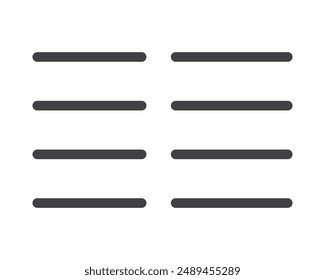 Hamburger menu icon, buttons for website, UI navigation, mobile app, presentation. Vector design elements and user Interface icons.