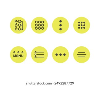 Icono de menú Hamburger, Botones para el Sitio web, navegación UI, App móvil, presentación. Elementos de diseño de Vector e iconos de interfaz de usuario.