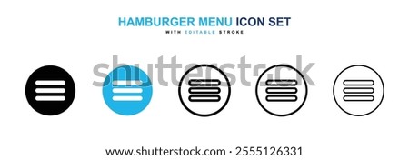 Hamburger menu icon collection in black and blue colors