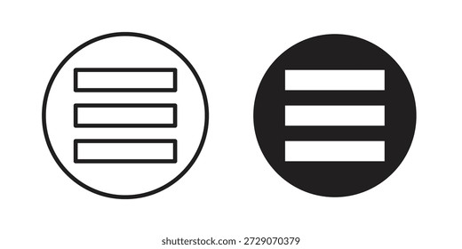 Ícone do menu Hambúrguer. Ícones simples monocromáticos para modelos, web design