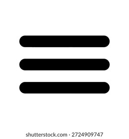 Icono de menú de hamburguesa. Signo y símbolo de navegación. Elemento de interfaz de App móvil. Ilustración vectorial aislada sobre fondo blanco.