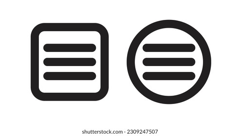 Hamburger menu icon set. Navigation menu line web button vector for app and website ui designs