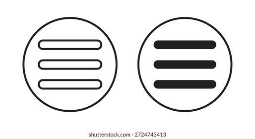 Hamburger menu ícone vetores simples em preto, adequado para projetos