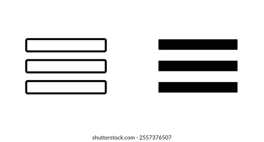 Hamburger menu Icon vector. liner and flat style icons set.