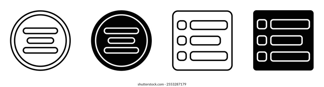 Conjunto de Vectores de icono de menú de hamburguesa. EPS10