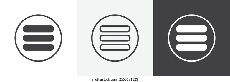 Hamburger menu icon vector set for ui designs