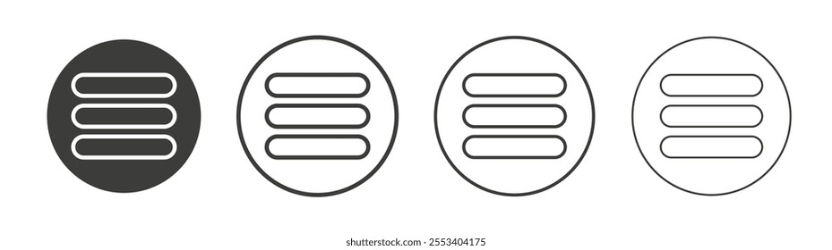 Hamburger menu icons collection. vector set in black color