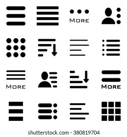 Hamburger Menu Icons Set. Bar Line Hamburger Menu Collection. Vector Illustration of Hamburger Menu Isolated on White Background.