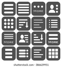 Hamburger Menu Icons Set. Bar Line Hamburger Menu Collection. Vector Illustration of Hamburger Menu Isolated on dark background.