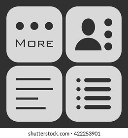Hamburger menu icons set. Vector white symbols collection on black background.