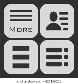 Hamburger menu icons set. Vector white symbols collection on black background.