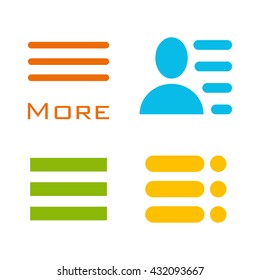 Hamburger menu icons set. Vector colored symbols collection isolated on white background.