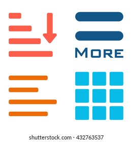Hamburger menu icons set. Vector colored symbols collection isolated on white background.