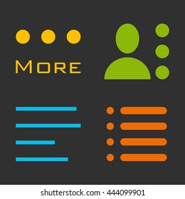 Hamburger menu icons set. Vector color symbols collection on black background.