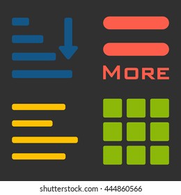 Hamburger menu icons set. Vector color symbols collection on black background.