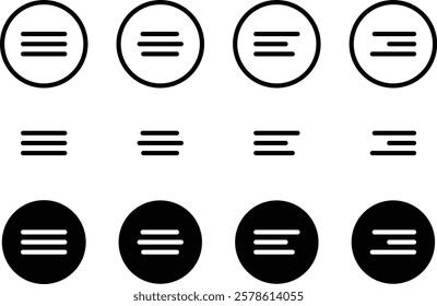 Hamburger menu icons set for web and mobile apps. line icons, dropdown menu, application buttons, vector illustration
