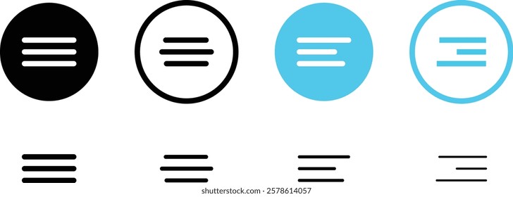 Hamburger menu icons set for web and mobile apps. line icons, dropdown menu, application buttons, vector illustration
