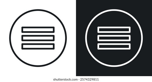 Hamburger menu icons in thin black and white stroke liner style