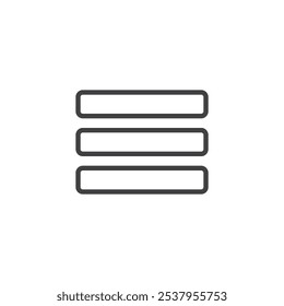 Hamburger Menu line icon. sinal de estilo linear para conceito móvel e web design. Um menu de três linhas barra ícone do vetor de contorno. Símbolo, ilustração de logotipo. Gráficos vetoriais
